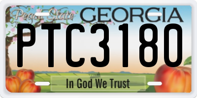 GA license plate PTC3180