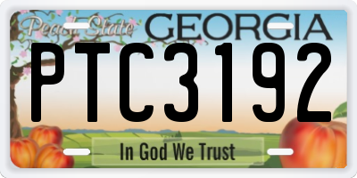 GA license plate PTC3192