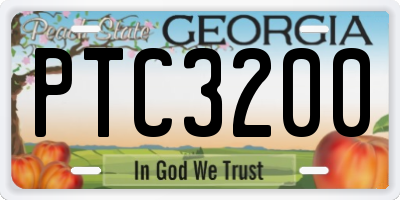 GA license plate PTC3200