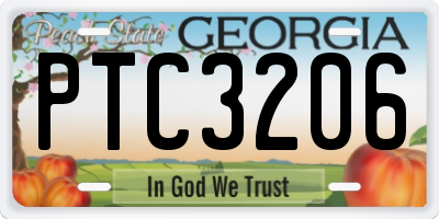 GA license plate PTC3206