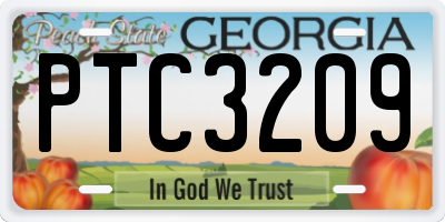 GA license plate PTC3209