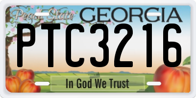 GA license plate PTC3216