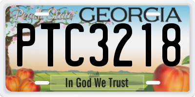 GA license plate PTC3218