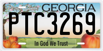 GA license plate PTC3269