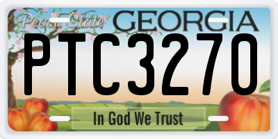 GA license plate PTC3270