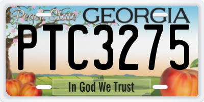 GA license plate PTC3275