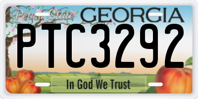 GA license plate PTC3292