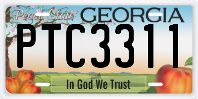 GA license plate PTC3311