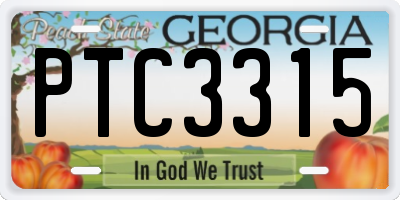 GA license plate PTC3315