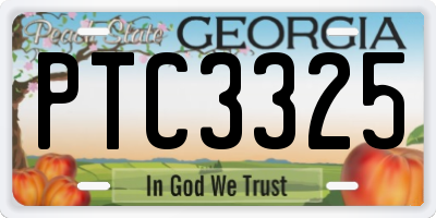 GA license plate PTC3325