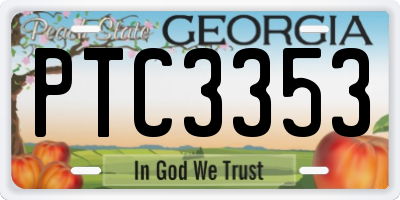 GA license plate PTC3353