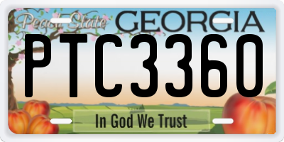 GA license plate PTC3360