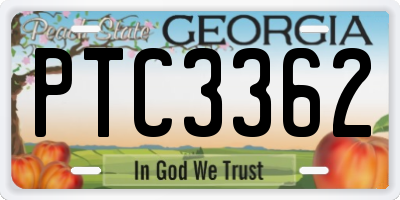 GA license plate PTC3362