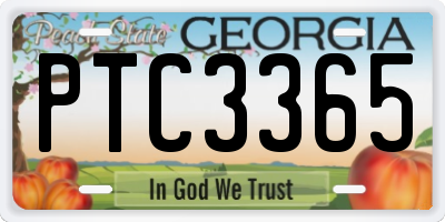 GA license plate PTC3365
