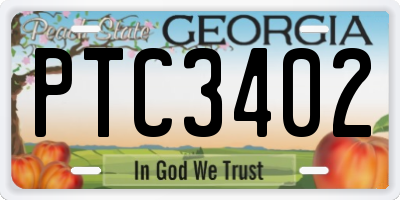 GA license plate PTC3402
