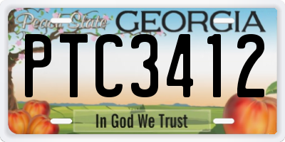 GA license plate PTC3412