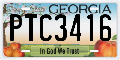 GA license plate PTC3416