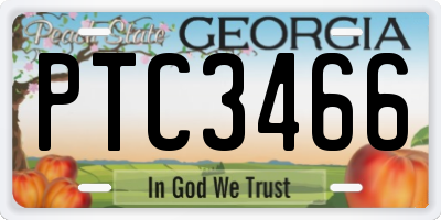 GA license plate PTC3466