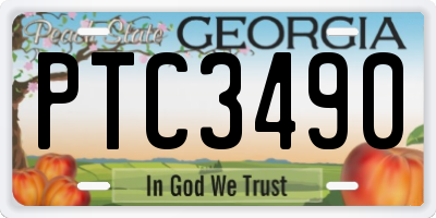GA license plate PTC3490