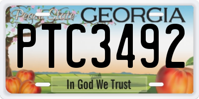 GA license plate PTC3492
