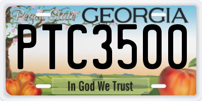 GA license plate PTC3500