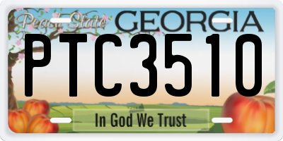 GA license plate PTC3510