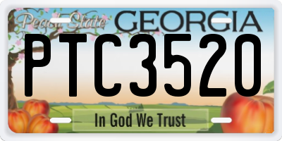 GA license plate PTC3520