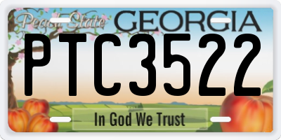 GA license plate PTC3522