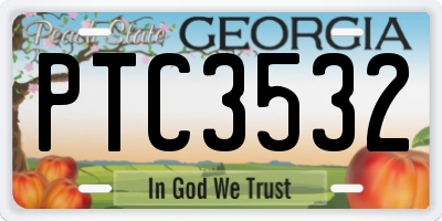 GA license plate PTC3532