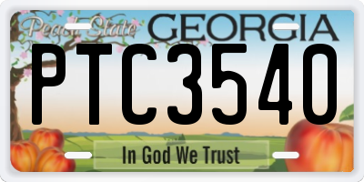 GA license plate PTC3540