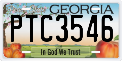 GA license plate PTC3546