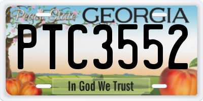 GA license plate PTC3552