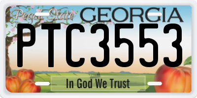 GA license plate PTC3553