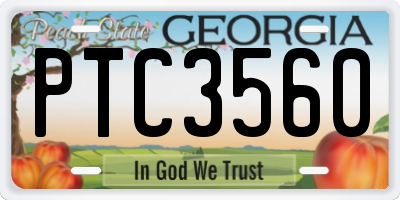 GA license plate PTC3560