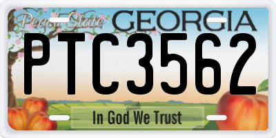 GA license plate PTC3562
