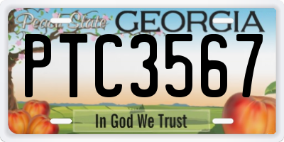 GA license plate PTC3567