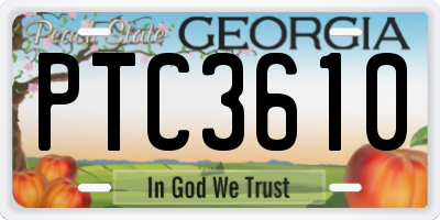 GA license plate PTC3610
