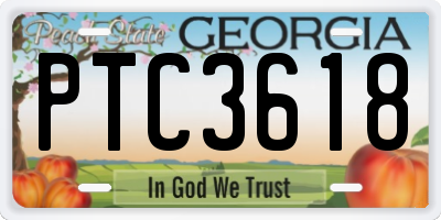 GA license plate PTC3618