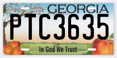 GA license plate PTC3635