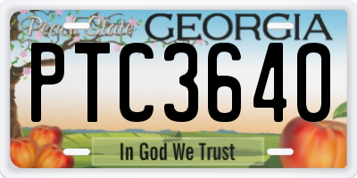 GA license plate PTC3640