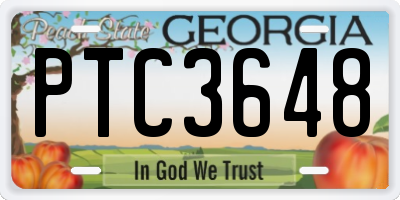 GA license plate PTC3648