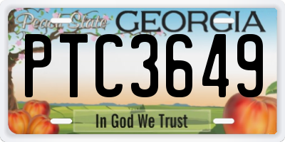 GA license plate PTC3649