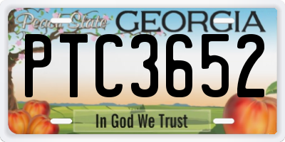 GA license plate PTC3652