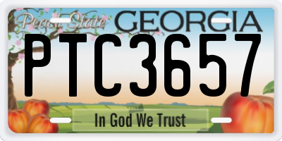 GA license plate PTC3657