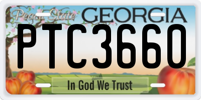 GA license plate PTC3660