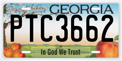 GA license plate PTC3662
