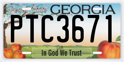 GA license plate PTC3671