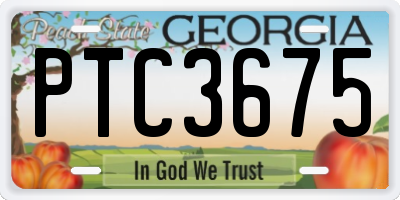 GA license plate PTC3675