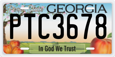 GA license plate PTC3678
