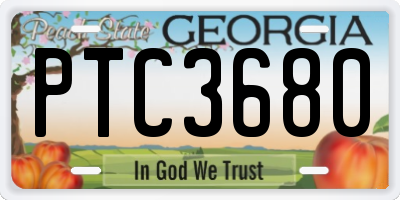 GA license plate PTC3680